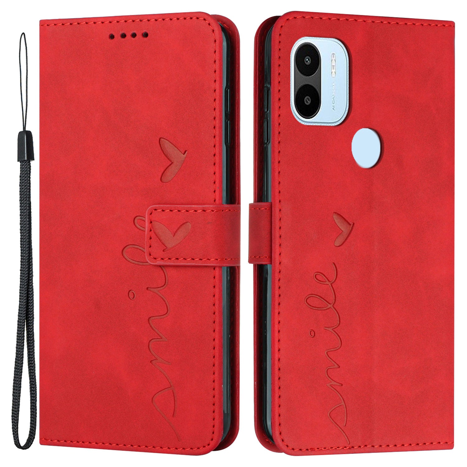 For Xiaomi Redmi A1 4G A2 4G Poco C50 4G PU Leather Phone Wallet Case Imprinted Heart Shape Stand Phone Cover with Strap For Xiaomi Redmi A1 4G A2 4G Poco C50 4G PU Leather Phone Wallet Case Imprinted Heart Shape Stand Phone Cover with Strap